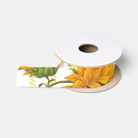 Ruban En Satin Tournesols et texte (Bobine)
