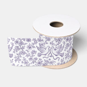 Ruban En Satin Tourterelles de mariage violettes avec rubans et f