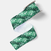 Ruban En Satin Trèfles et points blancs chic sur fond vert foncé (Dos)