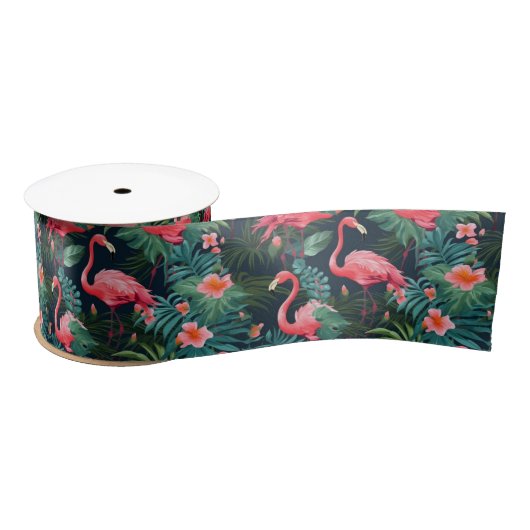 Ruban En Satin Tropical Flamingo (Bobine)