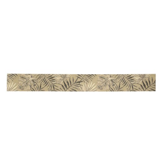 Ruban En Satin Tropical Palm Tree Feuille Motif Gold (Devant)