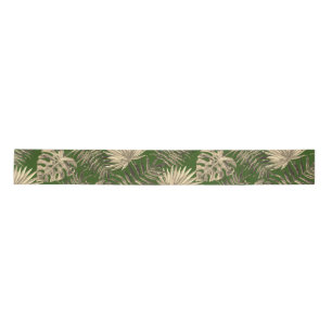 Ruban En Satin Tropical Palm Tree Feuille Motif Vert Or