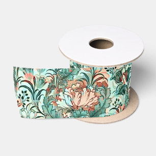 Ruban En Satin Tulipe Paon Pivoine Pastel Crocus motif William Mo