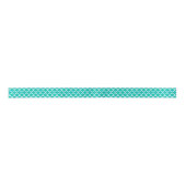 Ruban En Satin Turquoise Blanc Marocain Quatrefoil Trellis Motif  (Devant)