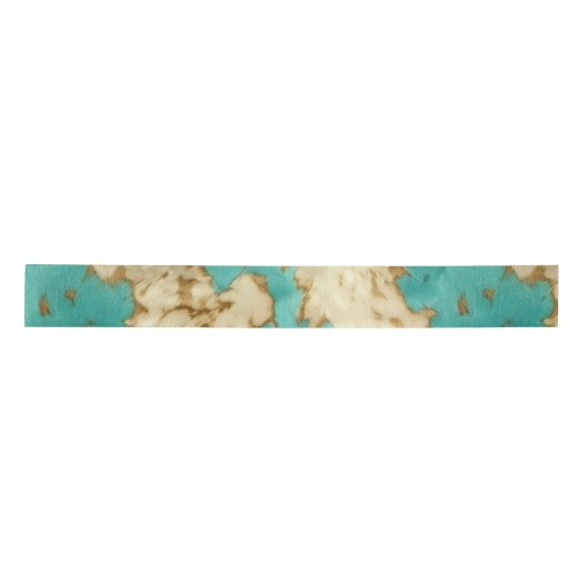 Ruban En Satin Turquoise Brown Cream Animal Cowhide Western (Devant)