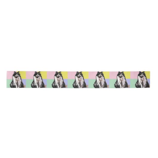 Ruban En Satin Tuxedo Cat Art Cute Pastel Satin Ribbon (Devant)