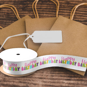 Ruban En Satin Typographie de bougie colorée Joyeux Anniversaire