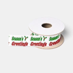 Ruban En Satin Typographie de Noël à Holly Joyeuses Fêtes