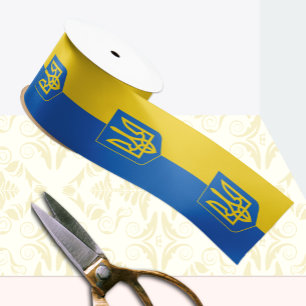 Ruban En Satin Ukraine Ruban, Tryzub, Patriotique, drapeau ukrain