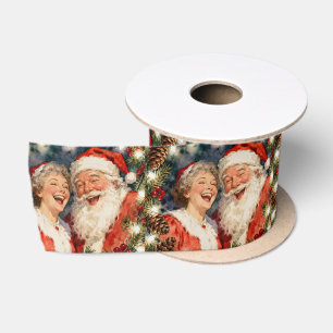 Ruban En Satin Un M. et Mme Claus vintage mignon nostalgique