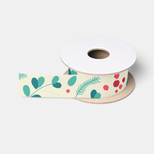 Ruban En Satin Un Motif brillant à la mélèze et aux feuilles de N