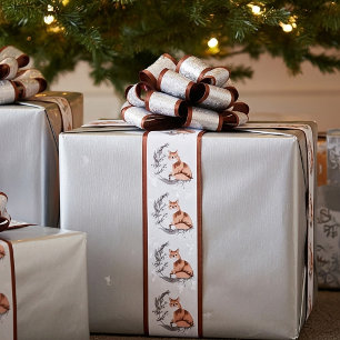 Ruban En Satin Vacances aquarelle foin et neige