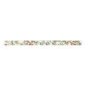 Ruban En Satin Vacances Red Holly Aquarelle Berries Verdure (Devant)