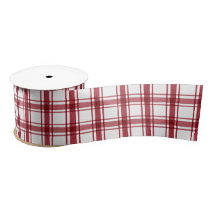 Ruban En Satin Vacances Rouge Blanc