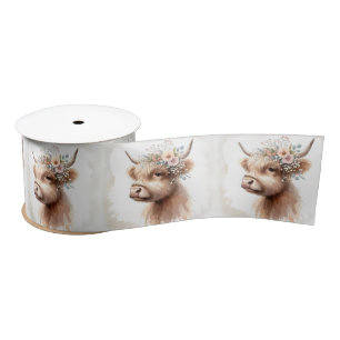 Ruban En Satin Vache Boho Highland portant des fleurs nuptiales