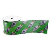 Ruban En Satin Vache Noël sur vert (Bobine)