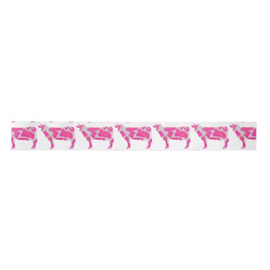 Ruban En Satin Vache rose et blanc Silhouette (Devant)
