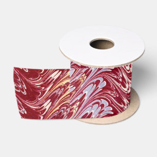 Ruban En Satin Vagues rouges d'argent de crème de rétro de cru