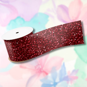 Ruban En Satin Valentine Classique Tendance Rouge Pailleté