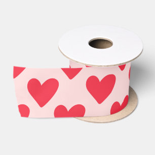 Ruban En Satin Valentines motif de coeur rouge et rose