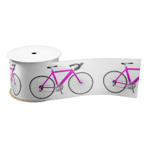 Ruban En Satin Vélo rose sur blanc