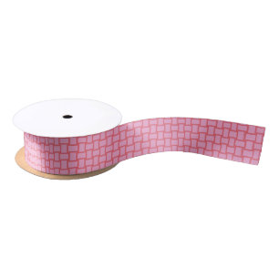 Ruban En Satin Vérification des blocs rose rouge tressé