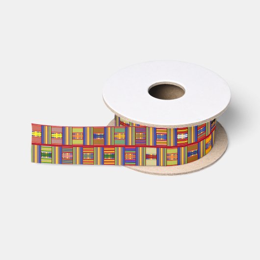Ruban En Satin Verre coloré africain Kente K45 (Bobine)