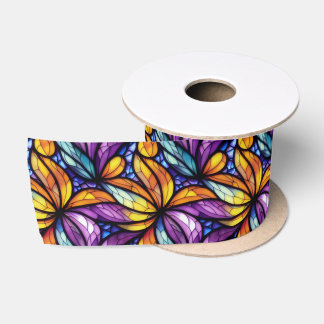 Ruban En Satin Verre coloré floral : Conception colorée