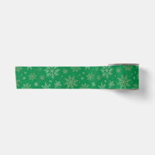 Ruban En Satin Vert avec Flèches de neige en or