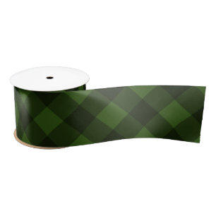 Ruban En Satin Vert de Noël et carreau de bœuf noir