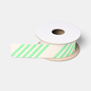 Ruban En Satin Vert et beige cinq rayures motif