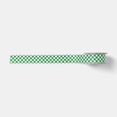 Ruban En Satin Vert-foncé et blanc Checkered (Devant)