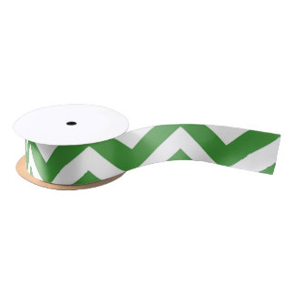 Ruban En Satin Vert foncé et blanc Chevron Mariage Anniversaire