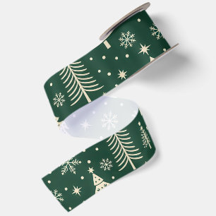 Ruban En Satin Vert forêt Art folklorique nordique de Noël