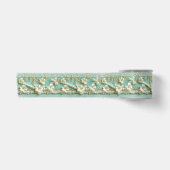 Ruban En Satin Vert Menthe Floral (Devant)
