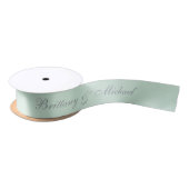 Ruban En Satin Vert Menthe Mariage Calligraphie Élégante Script (Bobine)