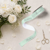 Ruban En Satin Vert Menthe Mariage Calligraphie Élégante Script