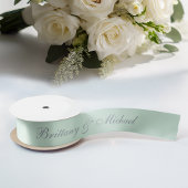 Ruban En Satin Vert Menthe Mariage Calligraphie Élégante Script