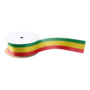 Ruban En Satin Vert, or (jaune) et drapeau de couleurs rouges
