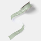 Ruban En Satin Vert sauge mariage calligraphie élégante script (Dos)