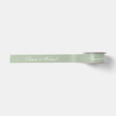 Ruban En Satin Vert sauge mariage calligraphie élégante script (Devant)