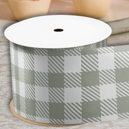 Ruban En Satin Vert sauge plaid buffalo à carreaux country