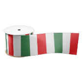 Ruban En Satin Vertical Italian Flag Stripes on White (Bobine)