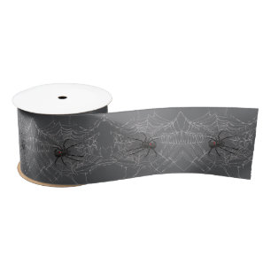 Ruban En Satin Veuve noire araignée et dessin d'araignée d'art 