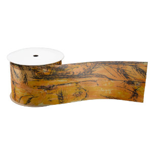 Ruban En Satin Vintage Golden Harvest Textile Motif