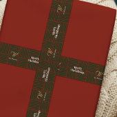 Ruban En Satin Vintage Noël Rouge Vert Plaid Nom de famille