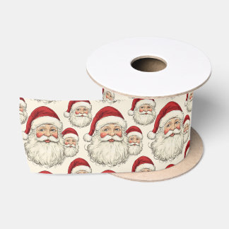 Ruban En Satin Vintage Retro souriant visage Père Noël