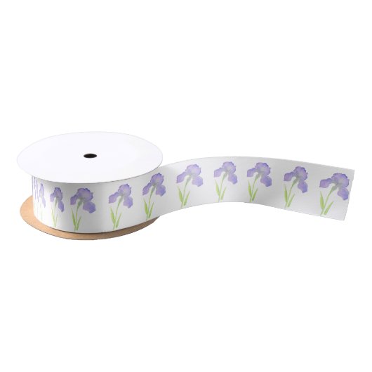 Ruban En Satin Violet Iris Motif (Bobine)