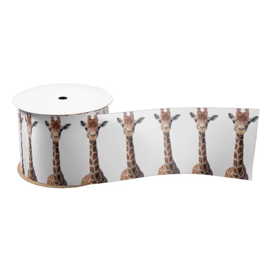 Ruban En Satin Visage mignon de girafe (Bobine)