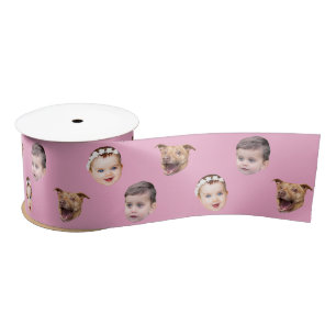 Ruban En Satin Visage personnalisé, cadeau familial unique 3 phot